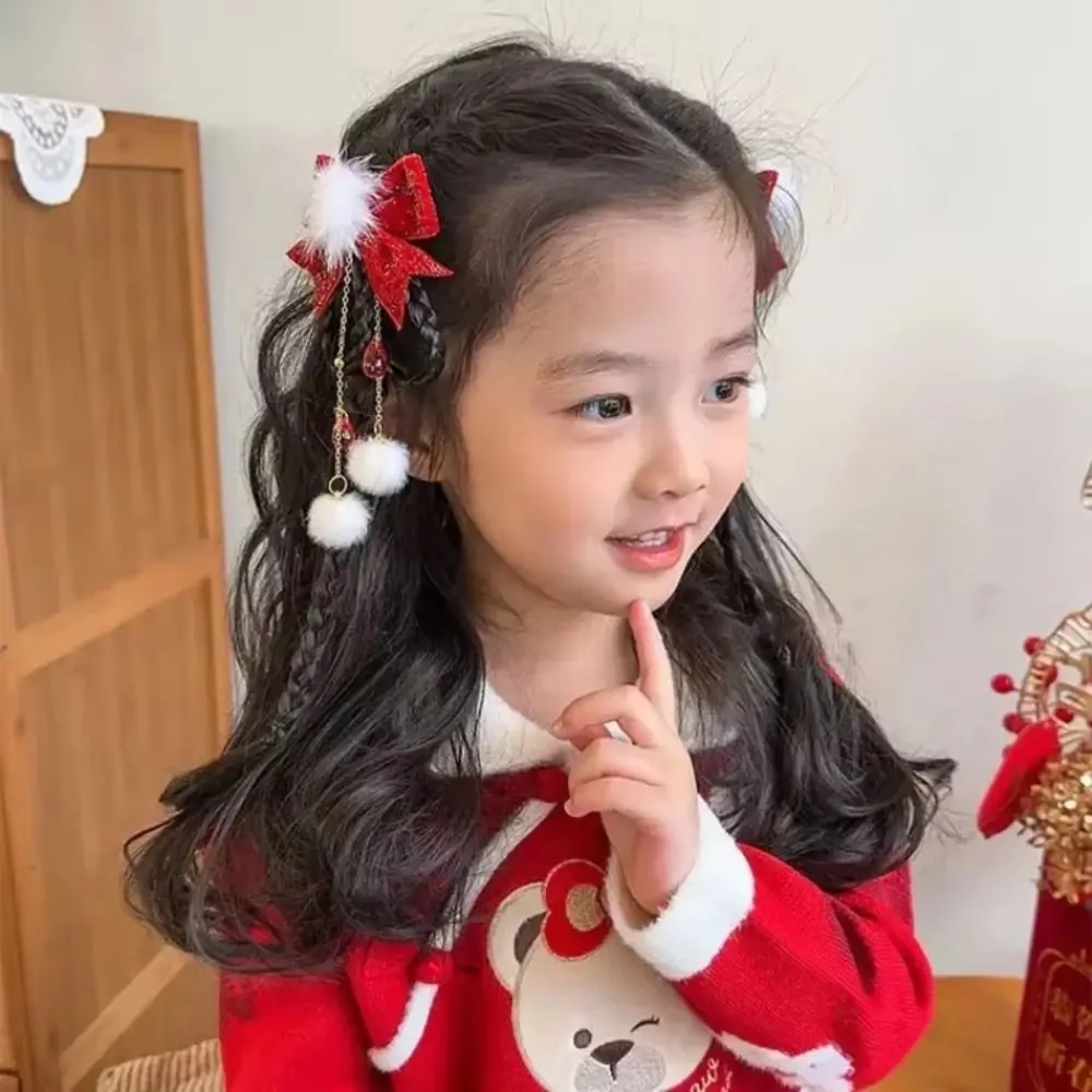 New Red Antique Chinese Style Hair Clip Tassel Traditional Girl Wig Tassel Children's Hair Clip Girl's Accessory