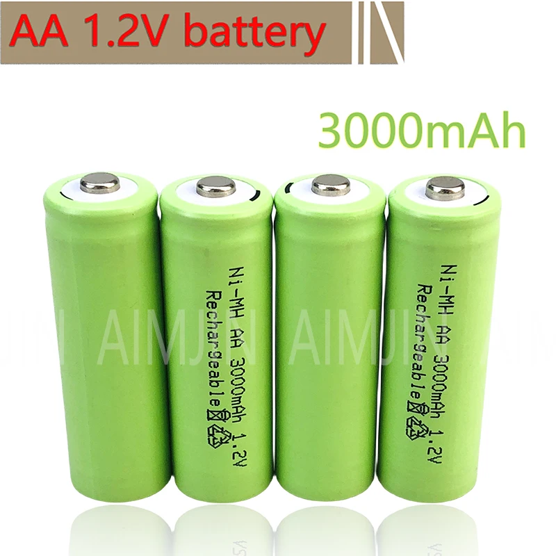 AA 1.2V 3000mAh NiMH 1.2V Rechargeable Batteries Green Battery Garden Solar Lamp LED Flashlight Lantern Lamp Torch