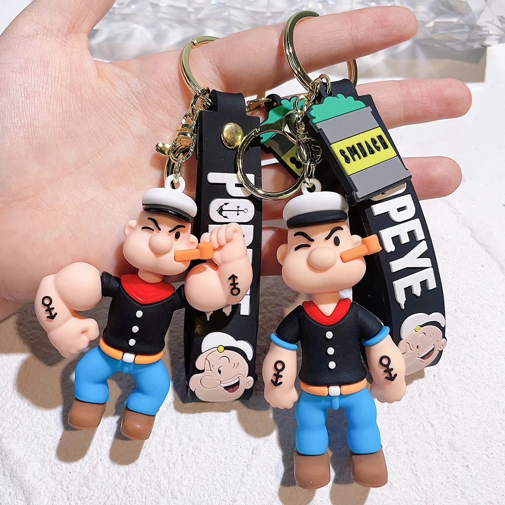 New Popular Cartoon Anime Movie Popeye Series Keychain Cute Sailor Popeye Character Model Pendant Backpack Decoration Gift