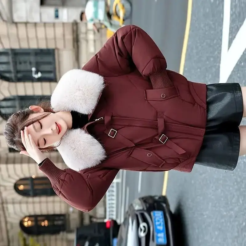 

2025 winter New Down Cotton Jacket Women's Korean Cotton-Padded Thicken Warm Parkas Short Coat Female Casual Ladies Outerwear
