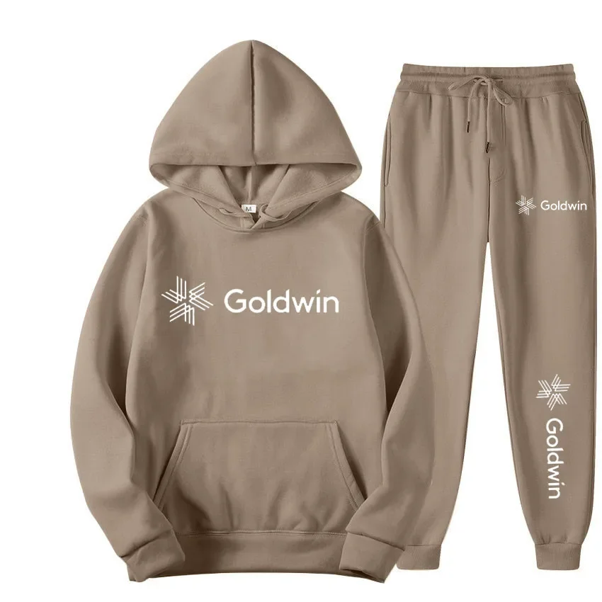 Golden New Men\'s Hoodie Sweatwear Running Wear Winter Fashion Sweater+2 Piece Sweatpants Set