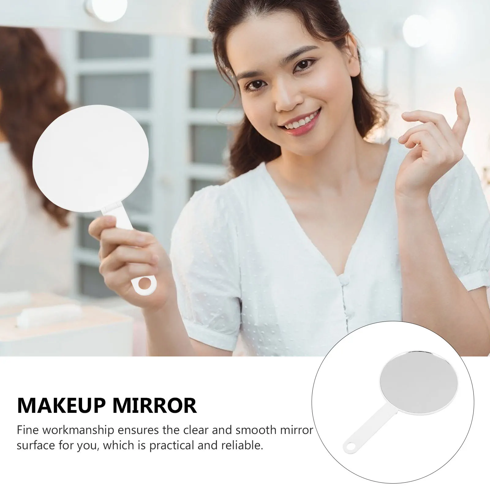 กระจกตั้งโต๊ะพร้อมขาตั้ง กระจกแต่งหน้าแบบมีด้ามจับ กระจกพกพาขนาดเล็กแบบพับได้