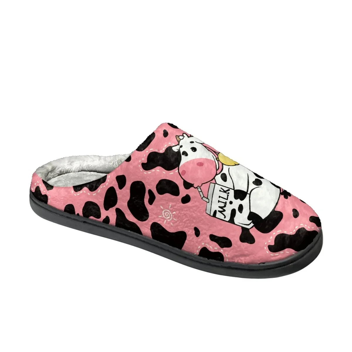 Cute Cow Pattern Women's Home Slippers Casual Indoor Couple Cotton Slipper Zapatos Autumn Winter Warm Comfy Footwear Drop Ship