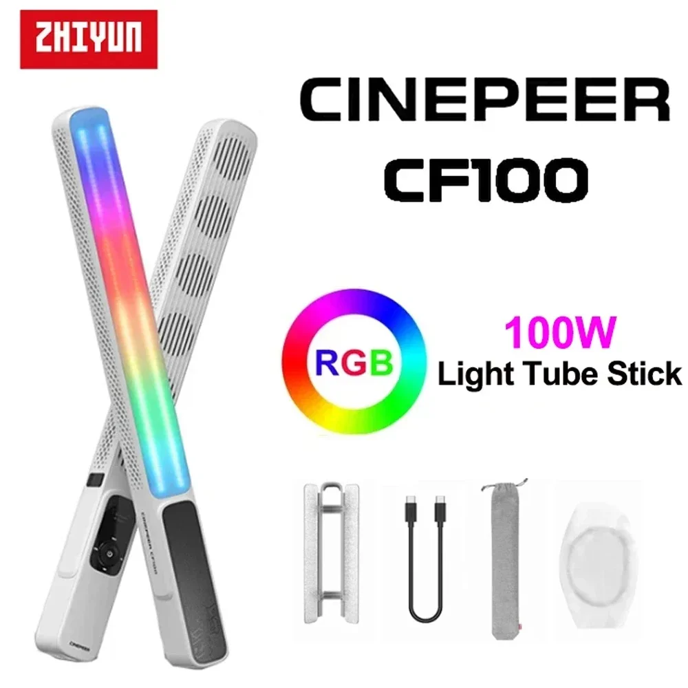 

ZHIYUN CINEPEER CF100 100W LED RGB Video Light Tube Stick Handheld 2700K-6500K Photography Lamp CRI 96+ TLCI 98+,Length 19.8"