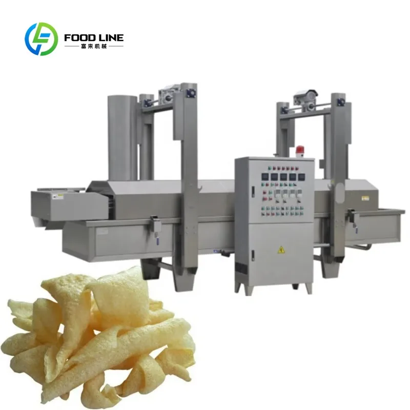 Customized 304 Stainless Steel Fried Snack Production Line For Pellet Wheel Fryums Papad Pani Puri Chips