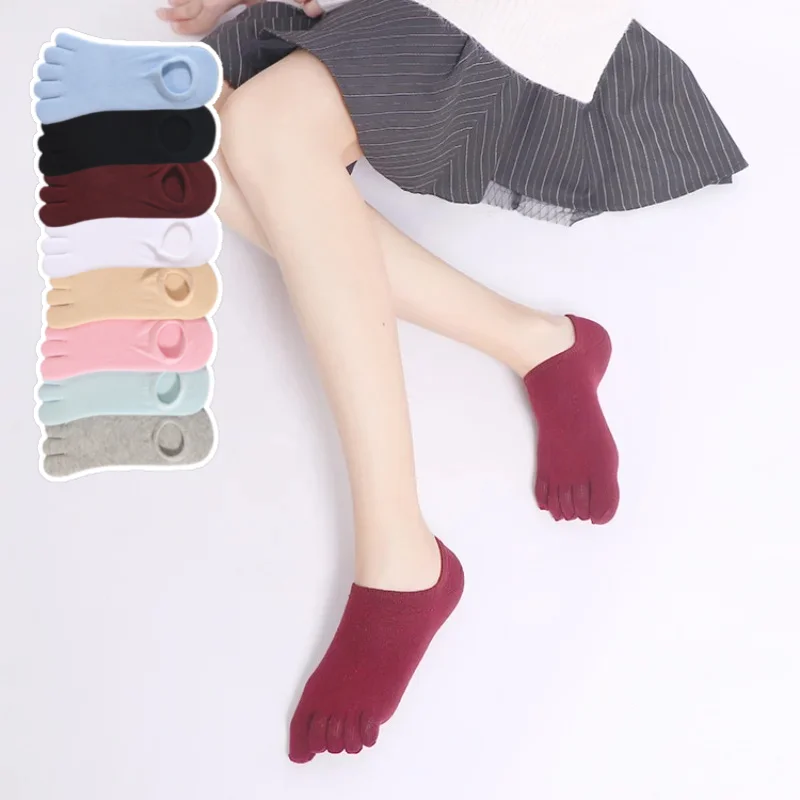 

1 3 5 пар носков-невидимок с 5 пальцами, женские противоскользящие невидимые носки, хлопковые носки с низким вырезом и защитой от запаха для спортивной повседневной носки, ЕС 35-40