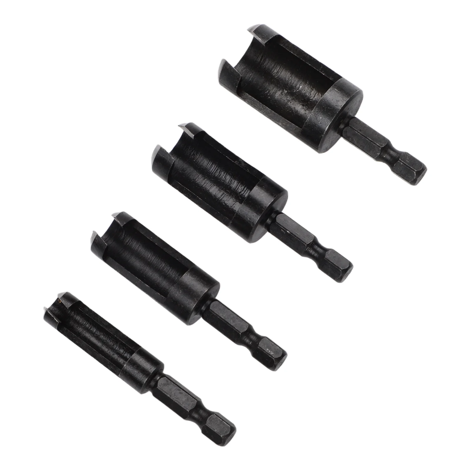 Hex Shank Wood Drill Bit Set 4 Sizes 6 35mm Shank Straight Tapered Cutter for Professional and DIY Woodworking Projects