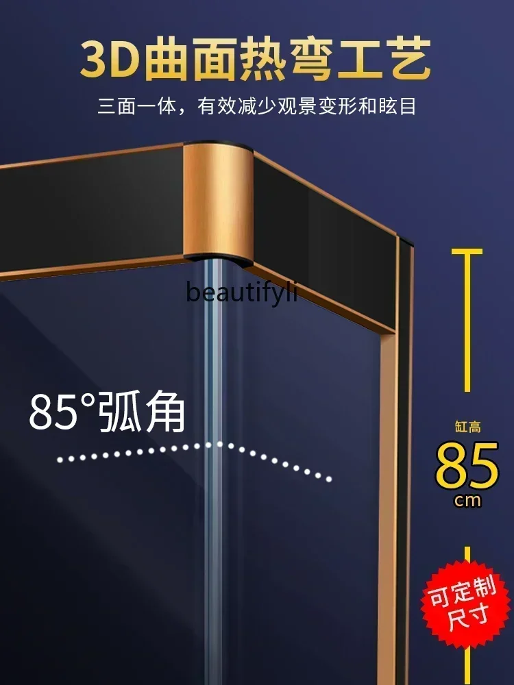 qw NEW N Dragon Fish Tank Aquarium Aluminum Alloy Flowing Water Curtain Wall Waterfall Rain Type Large Living Room Curved Cylind