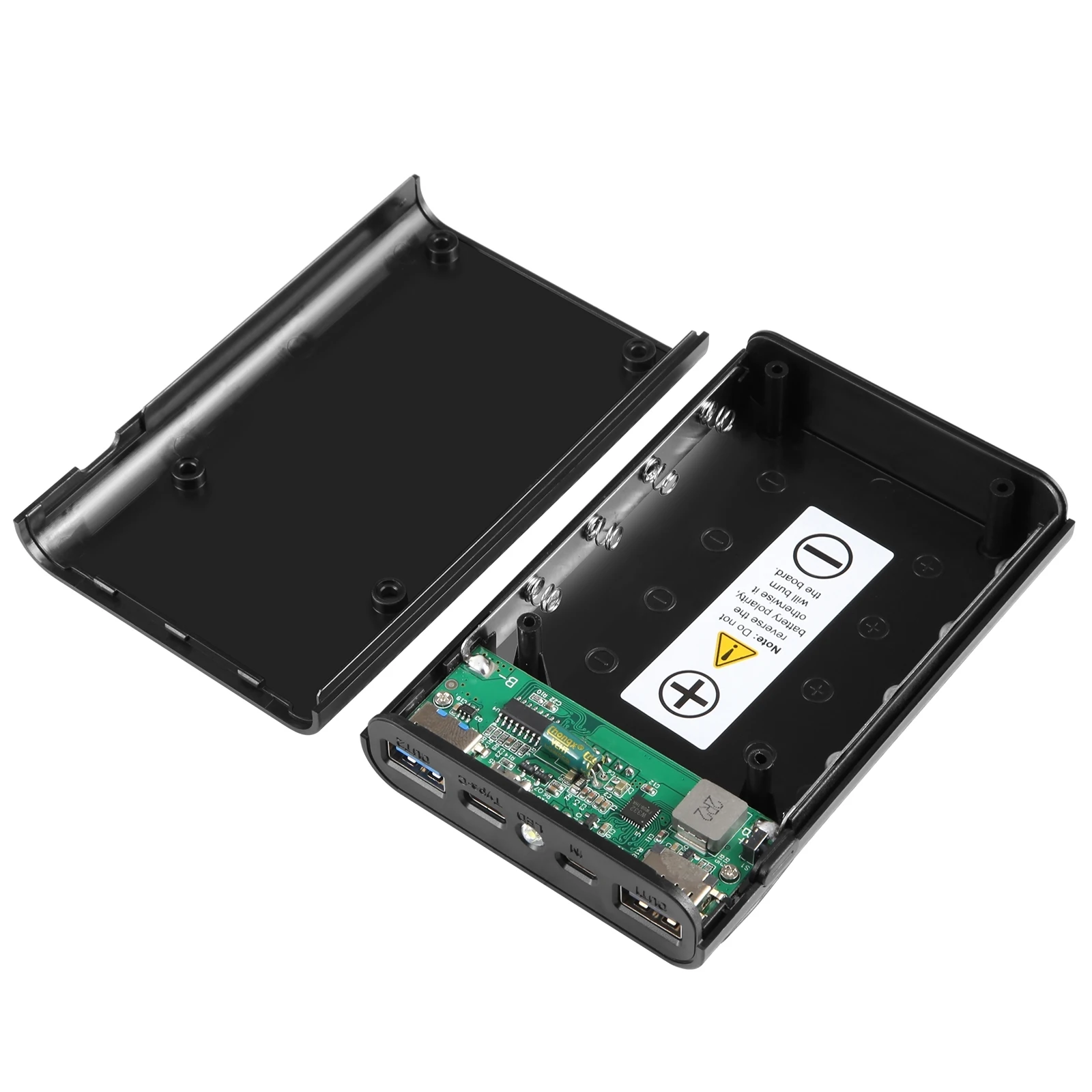 صندوق غلاف باور بنك ، شاحن QC ثنائي الاتجاه ، باور بنك ، مخرج USB 2 × ، شاشة ، Suppo غير مشمول ، way mAh ، بطارية 4x
