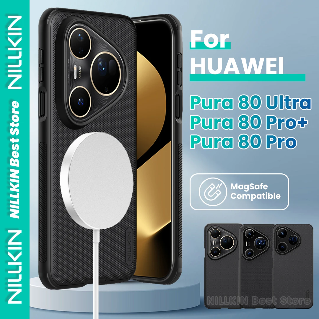 

Nillkin для Huawei Pura 80 Ultra/80 Pro/80 Pro+ Plus, магнитная зарядка Magsafe, рельефная текстура, четырехугольные подушки безопасности, жесткий чехол