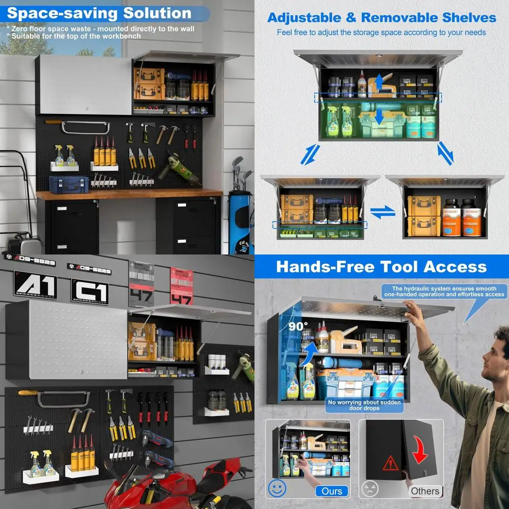 

20 High Wall-Mounted Lockable Tool Cabinet with Adjustable Shelves for Garage and Workshop