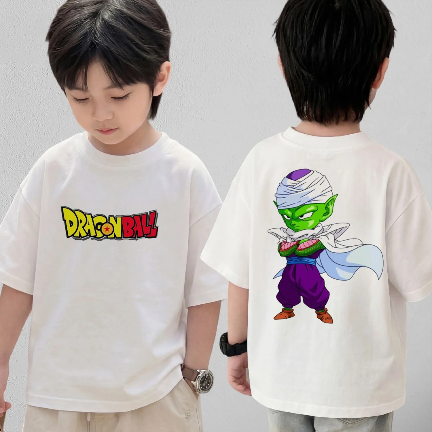 

Футболка для косплея в стиле аниме Dragon Ball, хлопковые топы с короткими рукавами, повседневная свободная футболка в стиле ретро для мужчин, женщин и детей, одинаковые комплекты для всей семьи