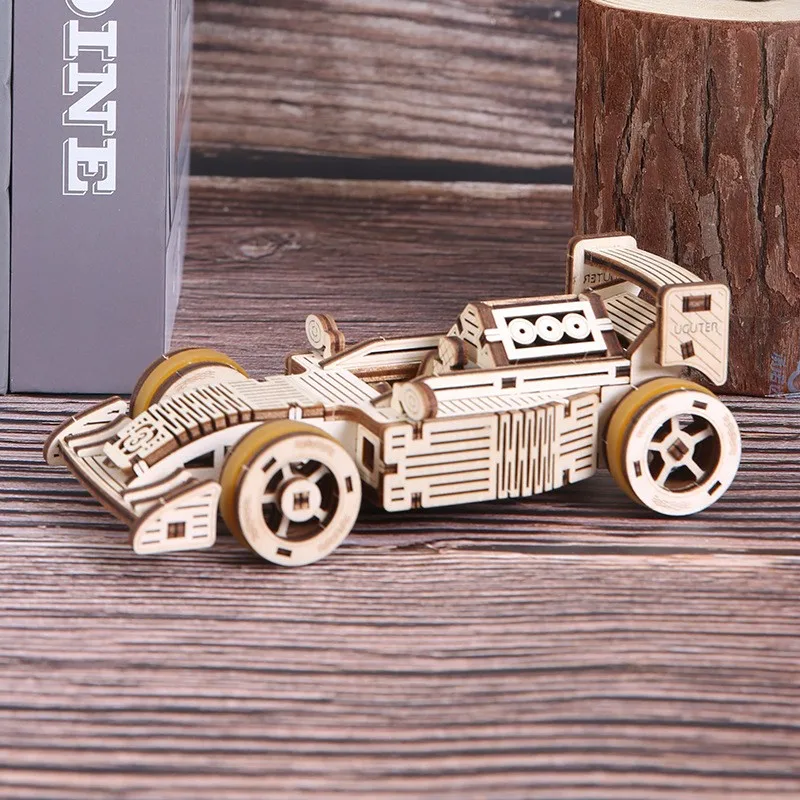 

OUZEY Wooden Mechanical Model Car, DIY Gear Transmission Racing Vehicle Kit, STEM Educational 3D Puzzle for Adults & Teens