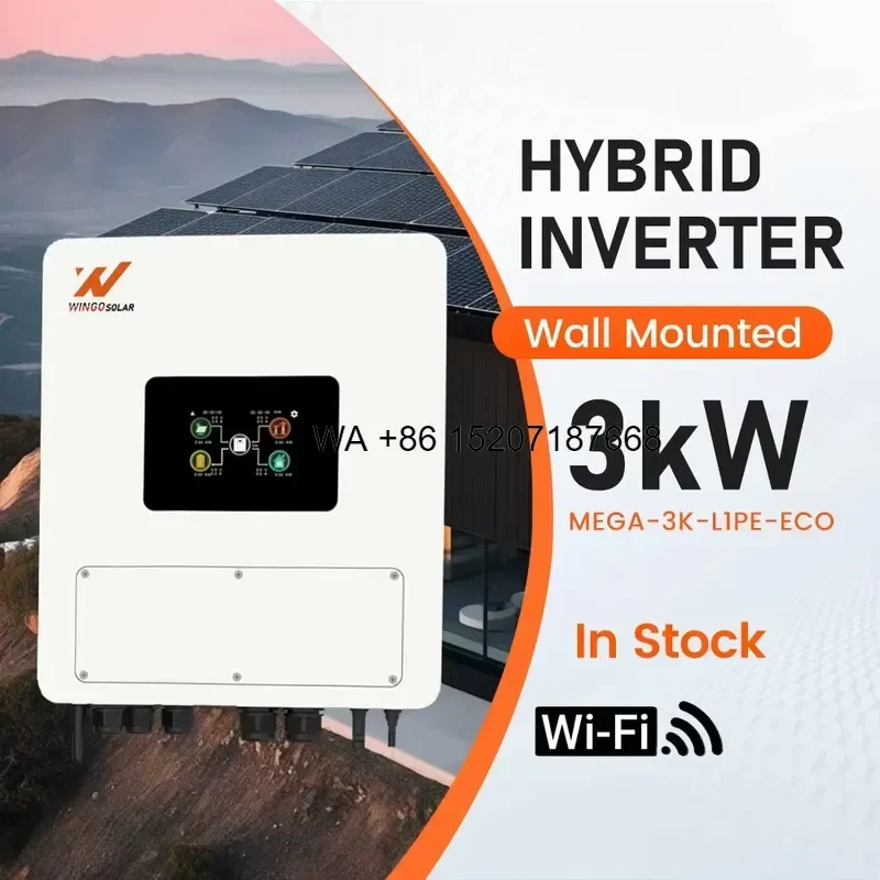 Wmwmnu for T 3kW Hybrid Solar Inverter Single Phase 230V 50-450V MPPT IP65 WiFi Display Home