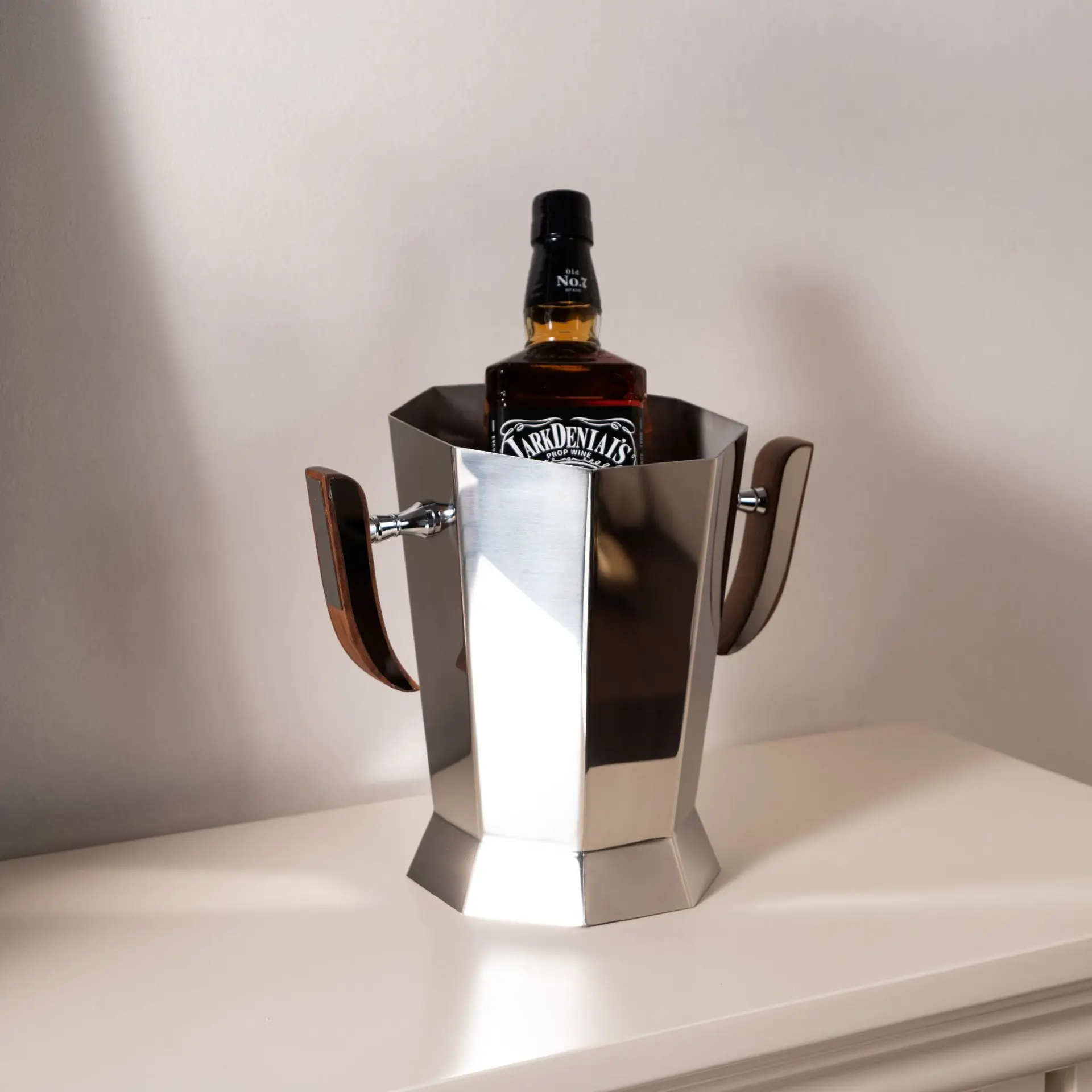 Modern light luxury stainless steel ice bucket champagne bucket ornament retro restaurant tableware tray