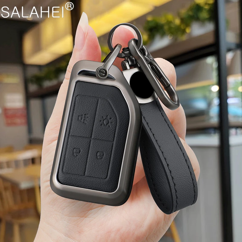 

Zinc Alloy Leather Car Remote Key Case Cover Bag For Volvo FH16 CARGO 555 FM Heavy Truck Protection Shell Keychain Accessories