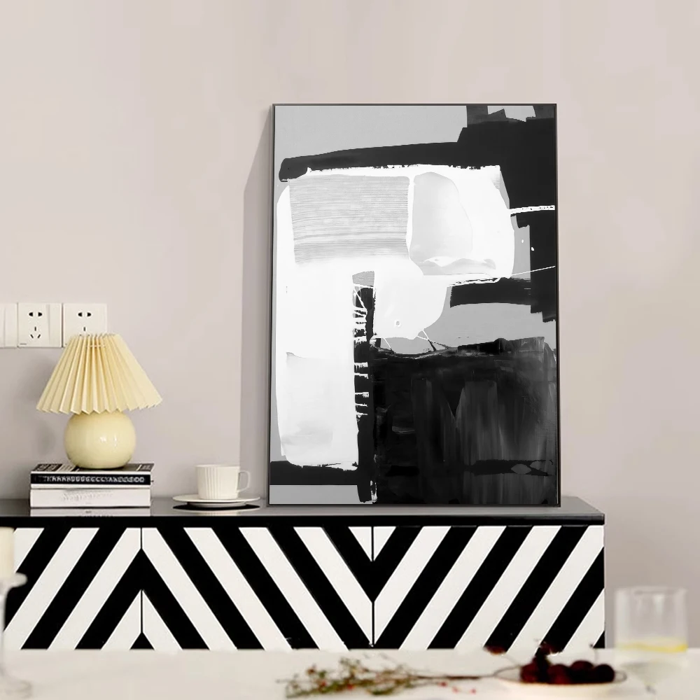 Canvas Print Painting Poster Black And White Color Block Splicing Modern Minimalist Living Room Bedroom Porch Home Wall Decor