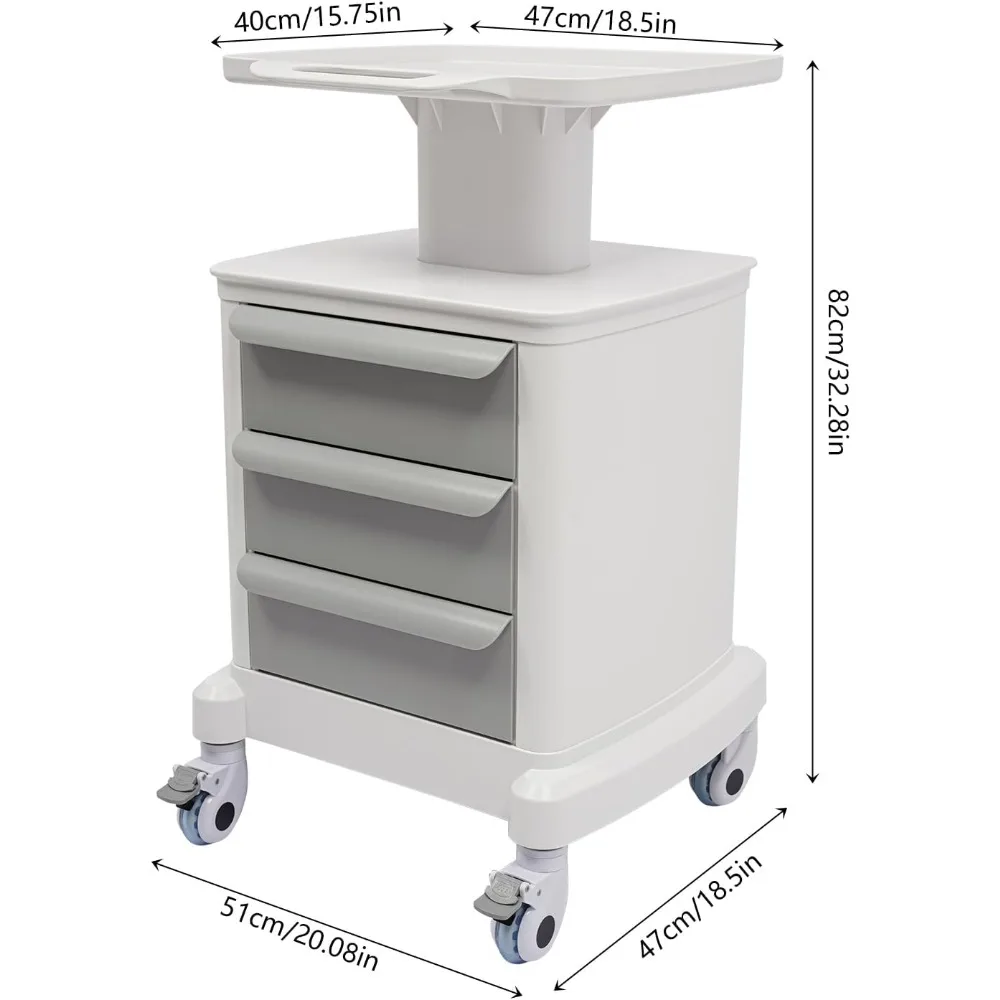 عربة طبية متنقلة مع 3 أدراج، عربة أدوات مع عجلات، عربة تخزين مكتب المستشفى التجارية، عربة تخزين صالون التجميل