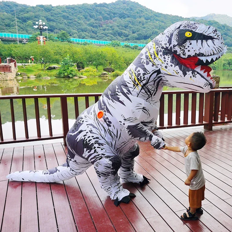 Adult Kids Inflatable Dinosaur Dress Animal Party Cosplay Carnival Surim Halloween Suit For Man Woman MN12