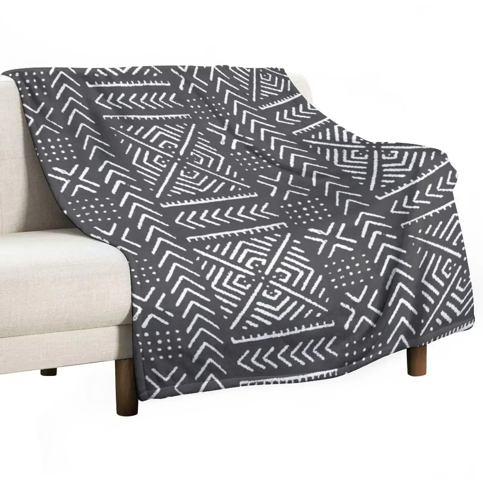 

Line Mud Cloth // Charcoal Grey Throw Blanket Luxury bed plaid Quilt Blankets