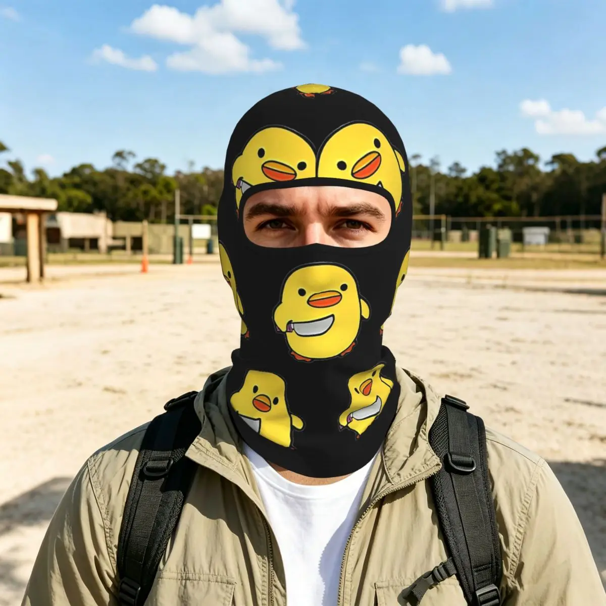 Duck With Knife Funny Meme Angry Bird Danger Breathable Thin Balaclava Full Face Mask Sun Protection Neck Gaiter For Outdoor - view 4