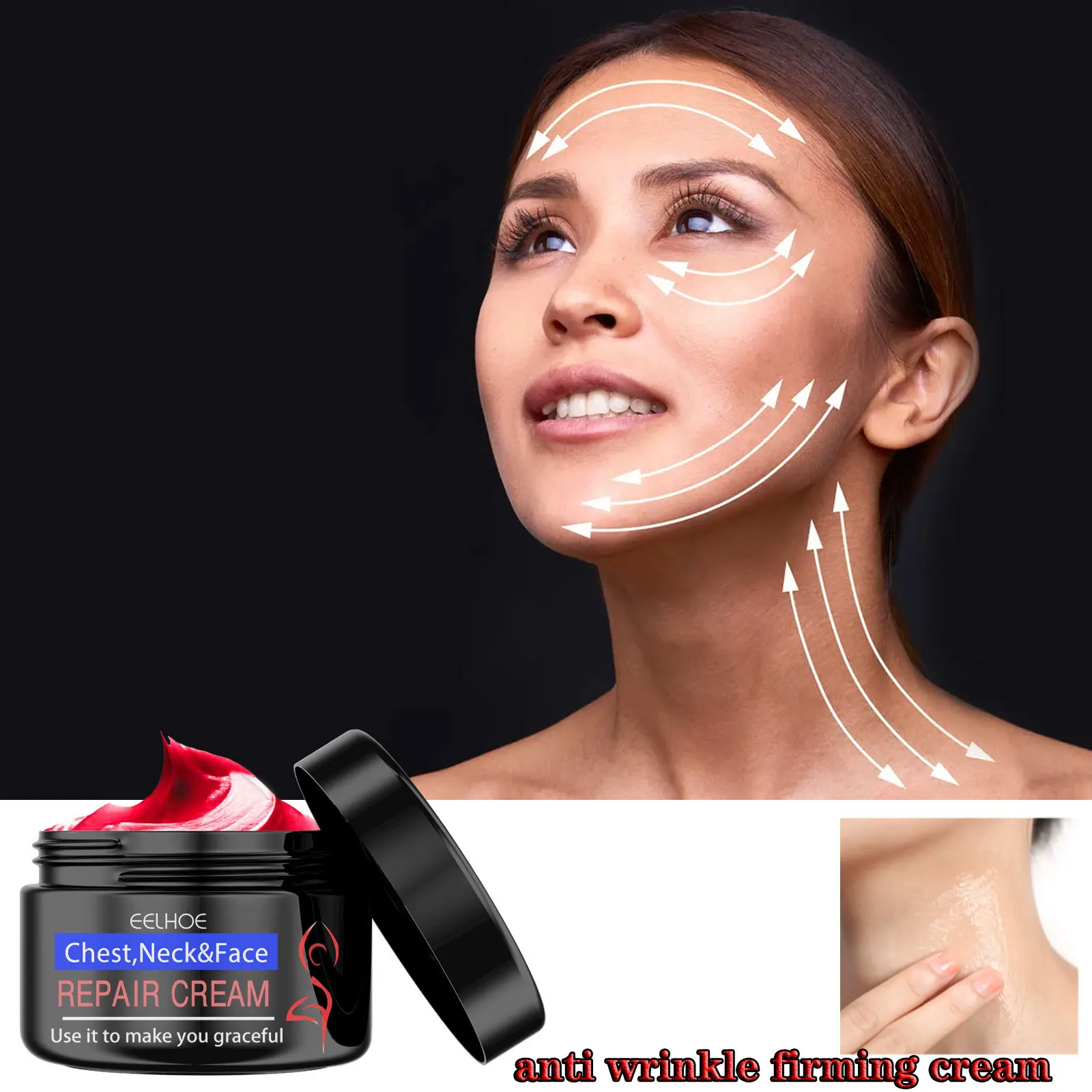 Crema reafirmante de colágeno para el cuello, eliminador de arrugas, antienvejecimiento, blanqueamiento firme, ácido hialurónico, hidratante, brillo, cuidado de la piel, belleza