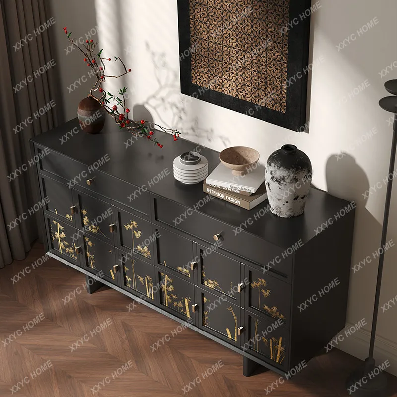 Bamboo painted chest cabinet with gold-painted bamboo joint locker living room dining side cabinet bedroom foyer drawer cabinet