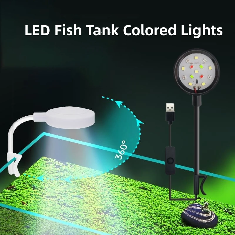 Mini Fish Tank Lighting LED Light Waterproof USB-Plug 360 Degree Rotation Energy Saving Clip Design For Fish Tank Aquarium