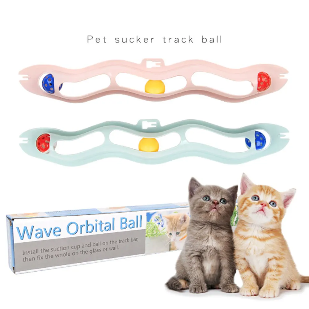 Pet Cat Toys Interactive Wave Orbital Ball Plastic Ping-Pong Ball Toy Windows Sucker Cat Educational Toy Pipe Ball Cat Supplies