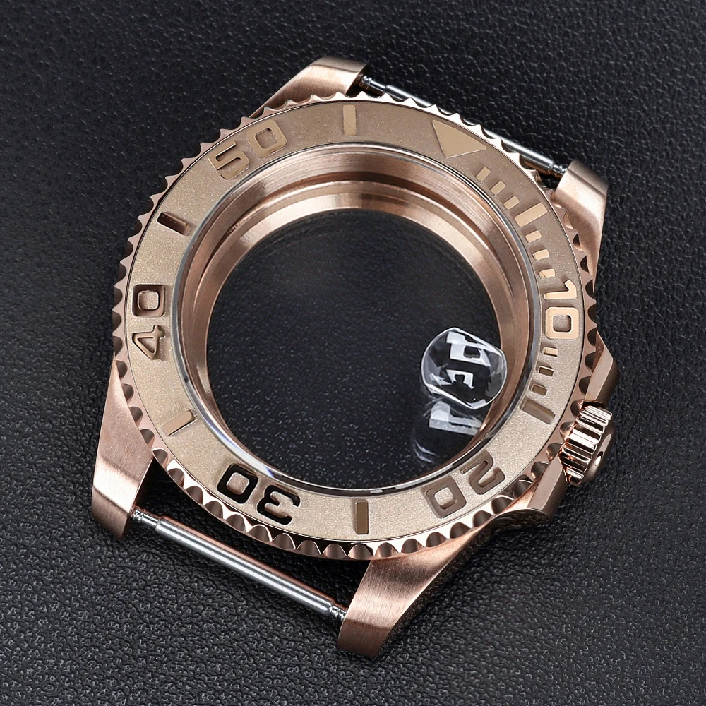 Boîtier de montre en or Rose 40mm, verre saphir pour NH35 NH36 NH34 NH38 4R36 Miyota8215 8205 Eta2824, mouvement SUB GMT, accessoires de montre