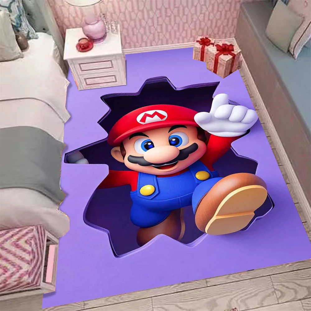 Тематический ковер MINISO-Mario, узоры персонажей Марио с рисунком грибов Марио, уютный мягкий напольный коврик для украшения дома