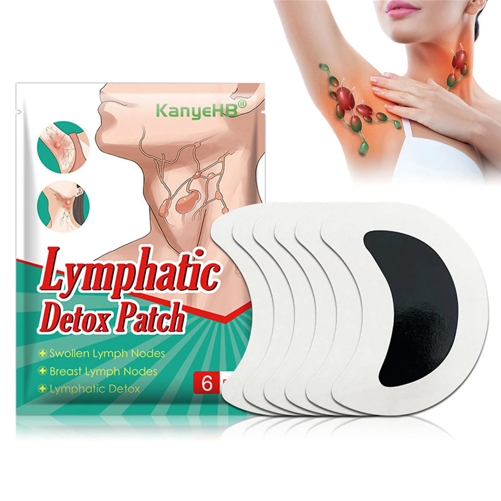 

6pcs Lymphatic Treatment Lymph Nodes Herbal Detox Pads Boost Metabolism Lymphatic Detox Stickers for Swelling Lymphatic Drainage