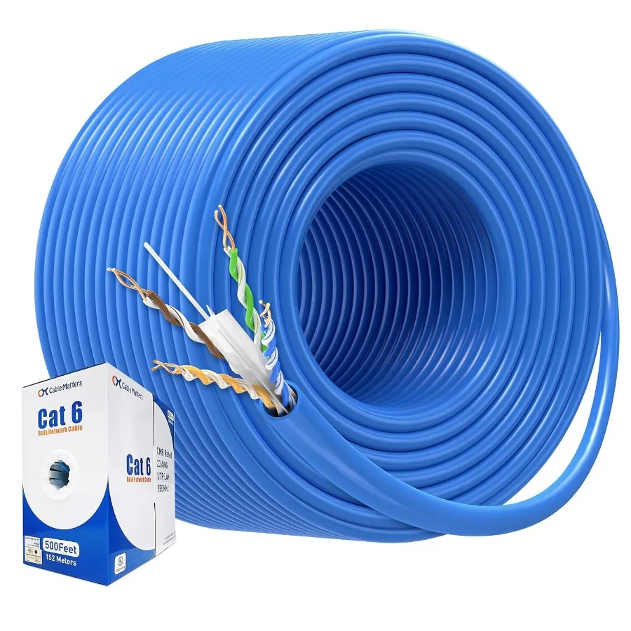 

[UL Listed] 10Gbps in-Wall CM Rated 23AWG Bare Copper Cat 6 Cable - 500ft Solid UTP Cat6 Bulk Ethernet Cable Cat6 Ethernet Cord