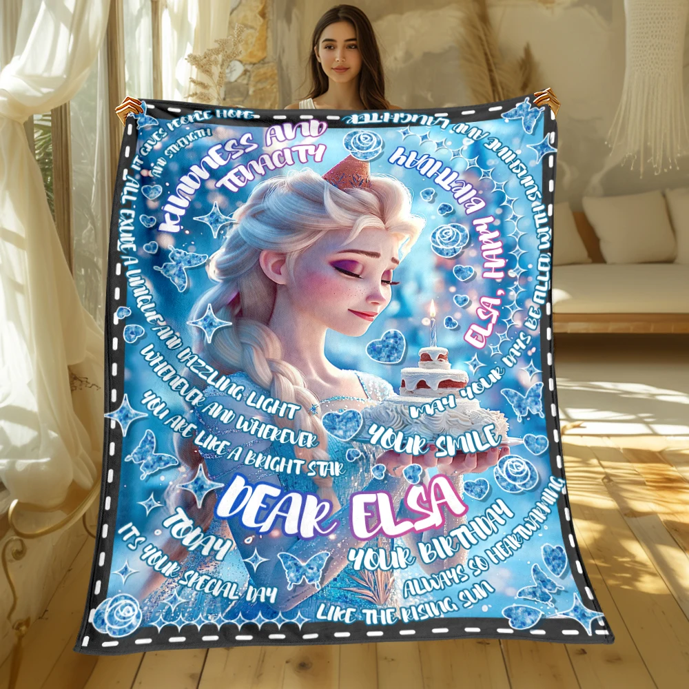 Frozen Elsa Princess HD Printed Flannel Fluffy Throw Camping Blankets for Children Sofa Throw Thin Blanket Modern Fashion Gift