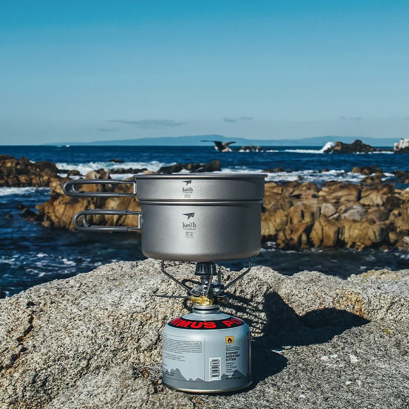 KEITH Titanium Ti6017 800ml+1.25L Ultralight and Portable 2-Piece Pot and Pan Cook Set for Kitchen, Camping, Hiking