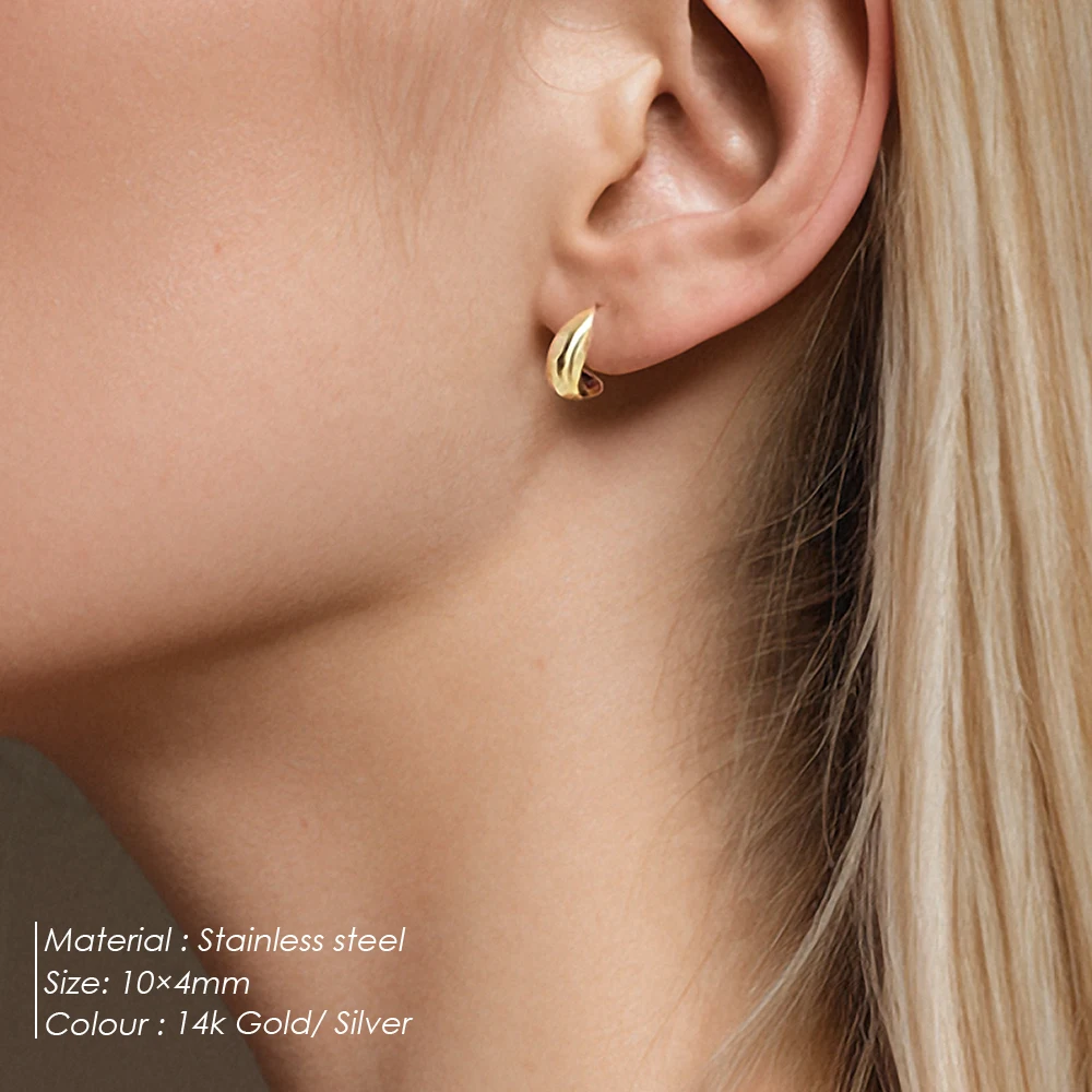 EMANCO  Stainless Steel Water Drop Stud Earrings for Women and Girls Fashionable Waterproof Earrings Birthday Gift Party
