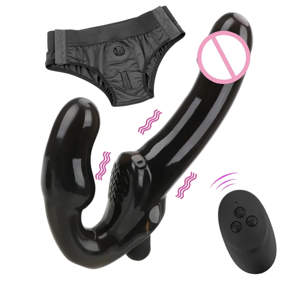 Lesiban Wireless Fake Penis Strap On Dildo Vibrator Women Vaginal Clit Stimulator Anal Butt Plug Sex Toys For Couples