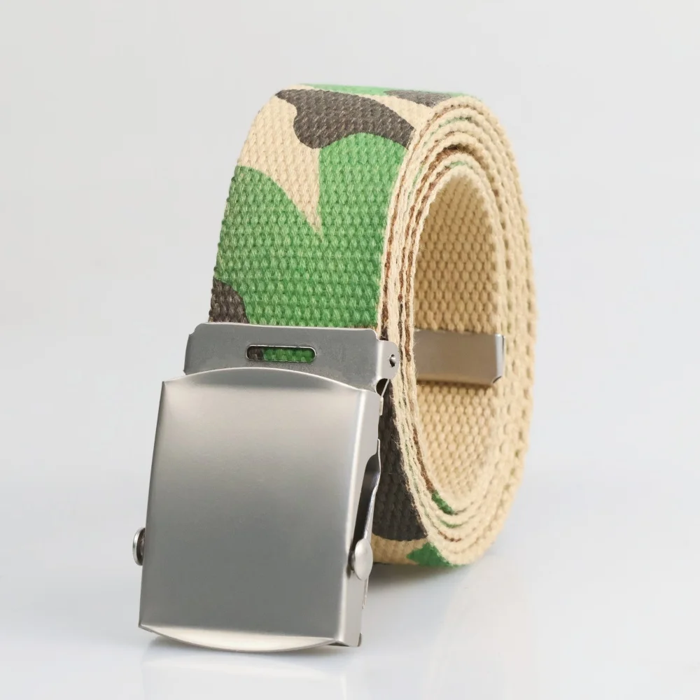2025 New Canvas Men\'s Belt Personality Digital Print Hard Plastic Buckle Outdoor Breathable Braided Belt Male Spot Wholesale