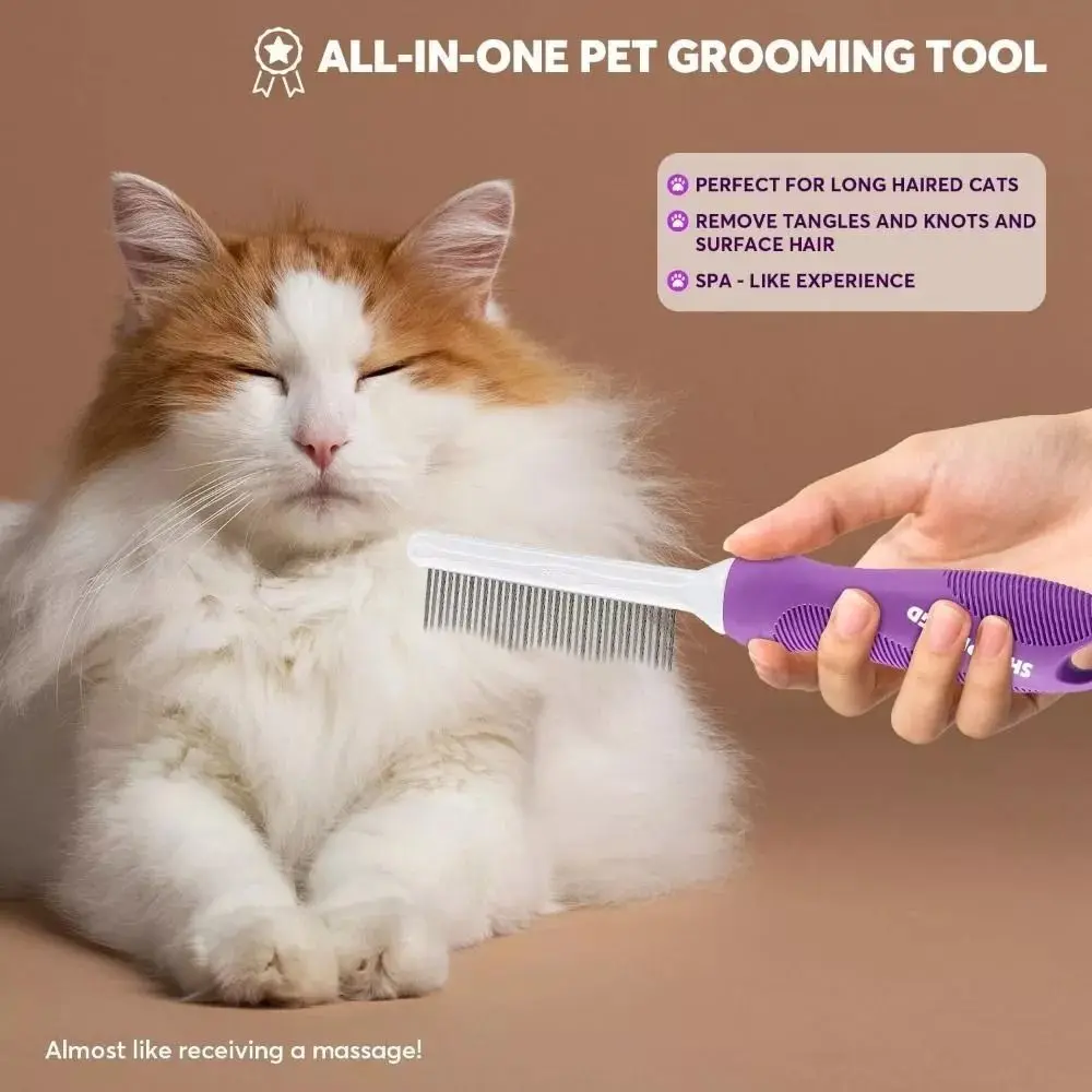 Profissional de aço inoxidável Pet pente, reduzir o cabelo solto, pequena escova dematting, ancinho prático portátil, novo