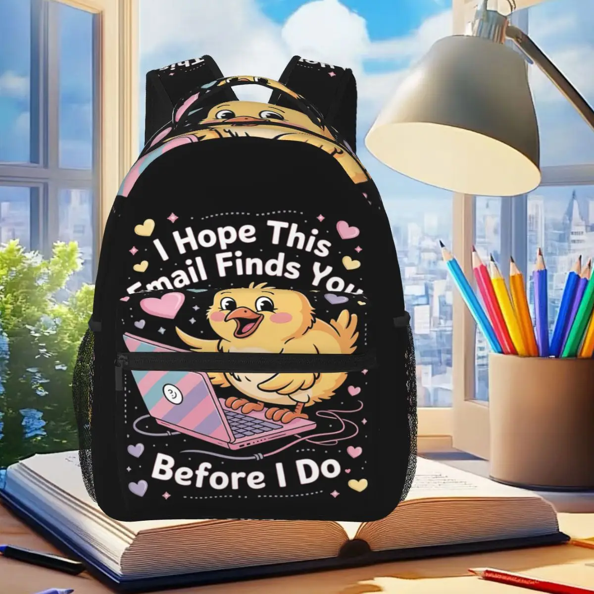 I Hope This Email Finds You Before I Do Chicken Backpack Student Boys Girls BookBag Kids School Bag Shoulder Bags for Men Women