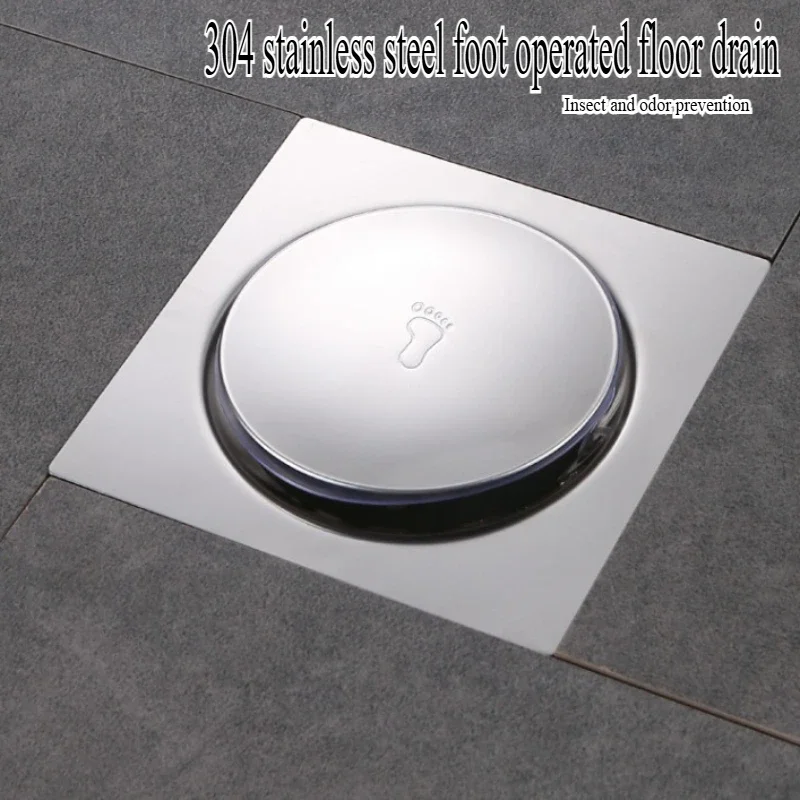 304 stainless steel bounce floor drain, foot operated insect proof and odor proof floor drain