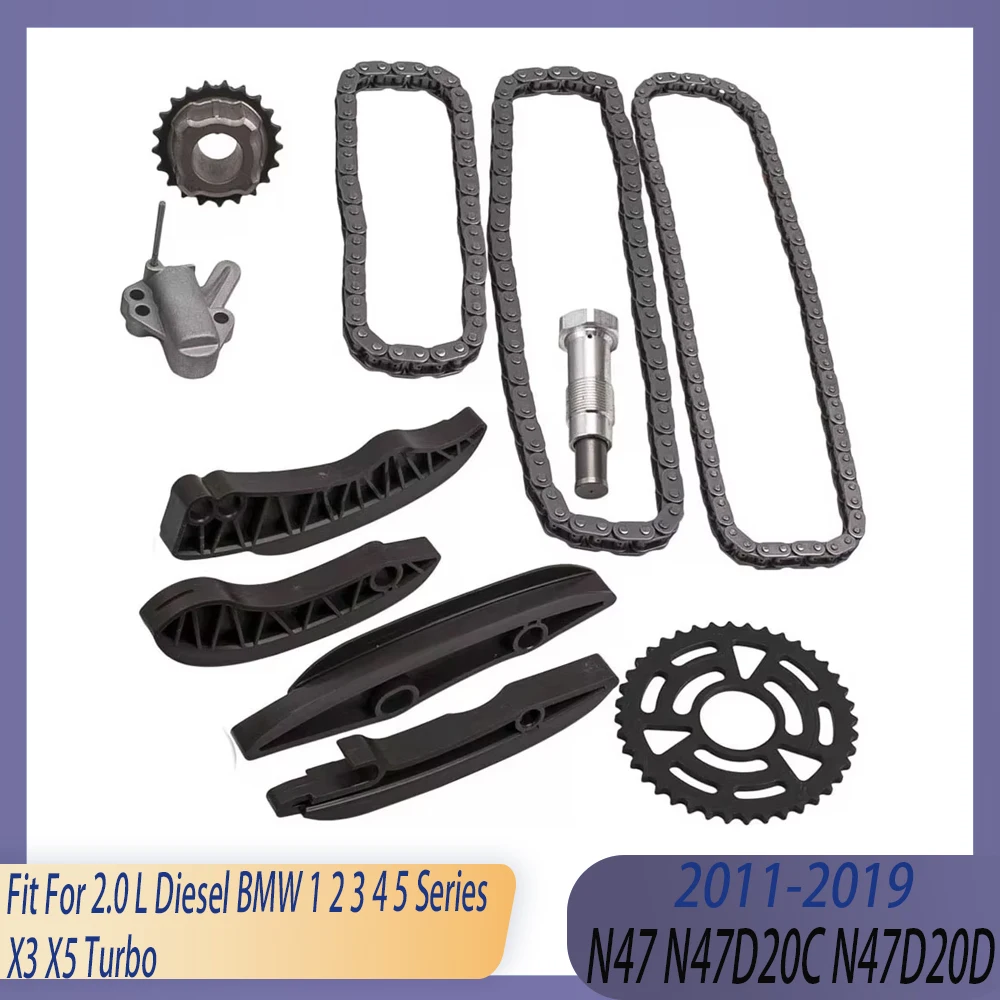 Engine Parts Timing Chain Kit Fit 2.0 L T Diesel N47 N47D20C N47D20D 11-19 For BMW 1 2 3 4 5 Series X3 X5 Turbo