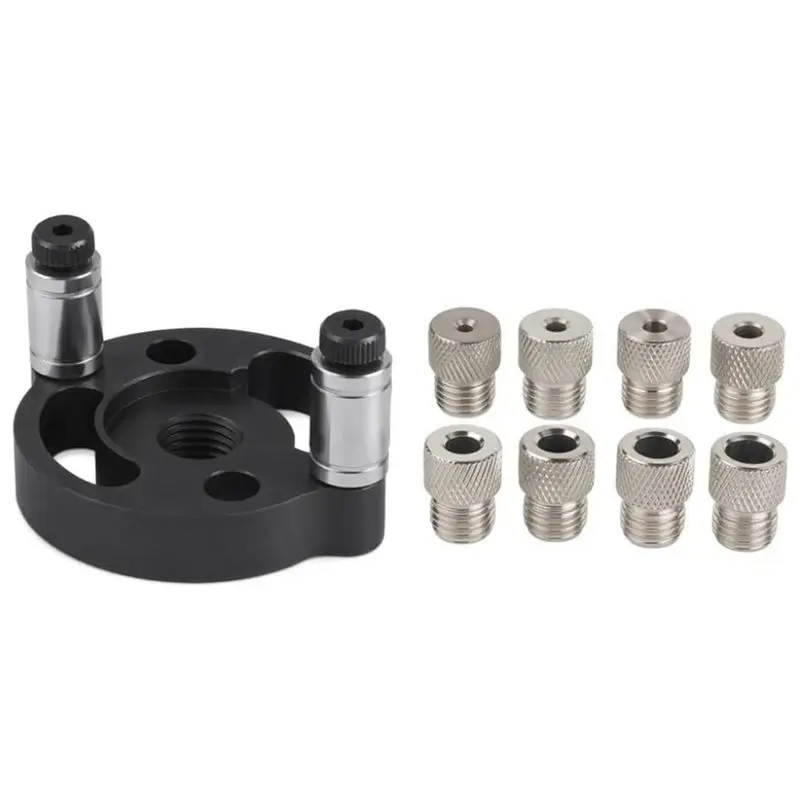 AB42-Aluminum Alloy Vertical Locator With 8 Interchangeable Drill Bushing 3-10Mm For Woodworking DIY Furniture Board Splicing