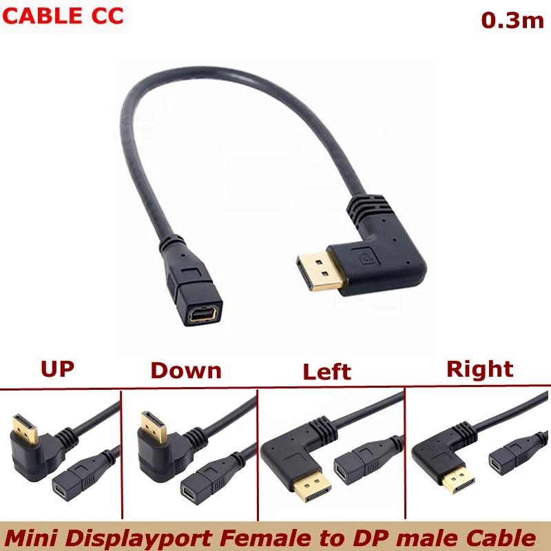 

30cm 4K HD 90 Degree Angle Elbow Mini DisplayPort Female To DP Male Adapter Converter For MacBook Pro Air NEW TOSHIBA