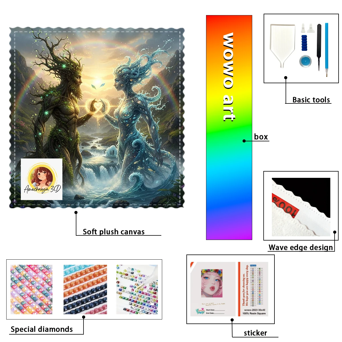 

【Anechanga 3D_ Diamond Art】Комбинация бога воды и бога дерева Кристалл AB Горный хрусталь FD Горный хрусталь Идеальный алмаз из смолы