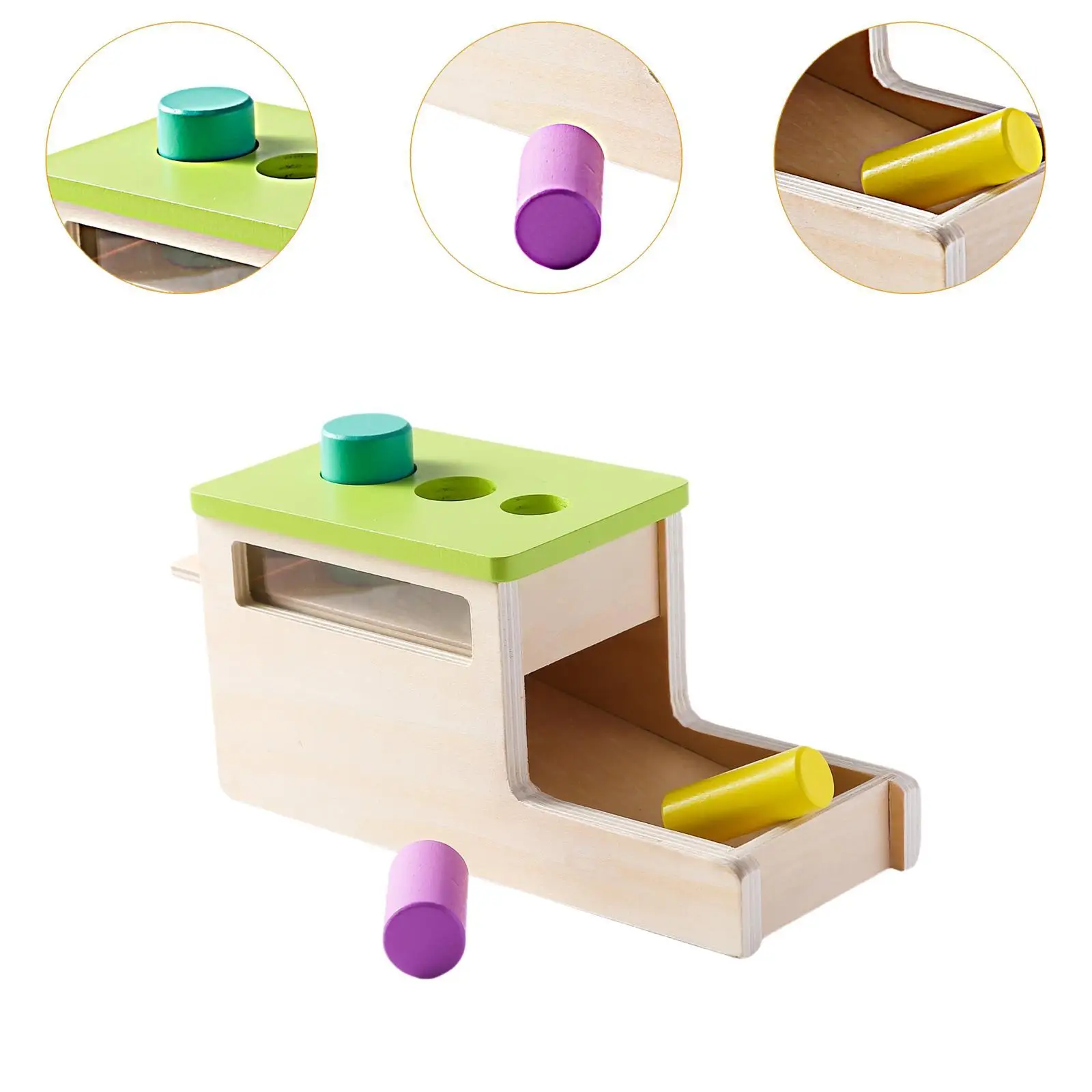 Object Permanence Box with Tray Matching Box Color Shape Sorting Montessori Toy for 2+ Year Old