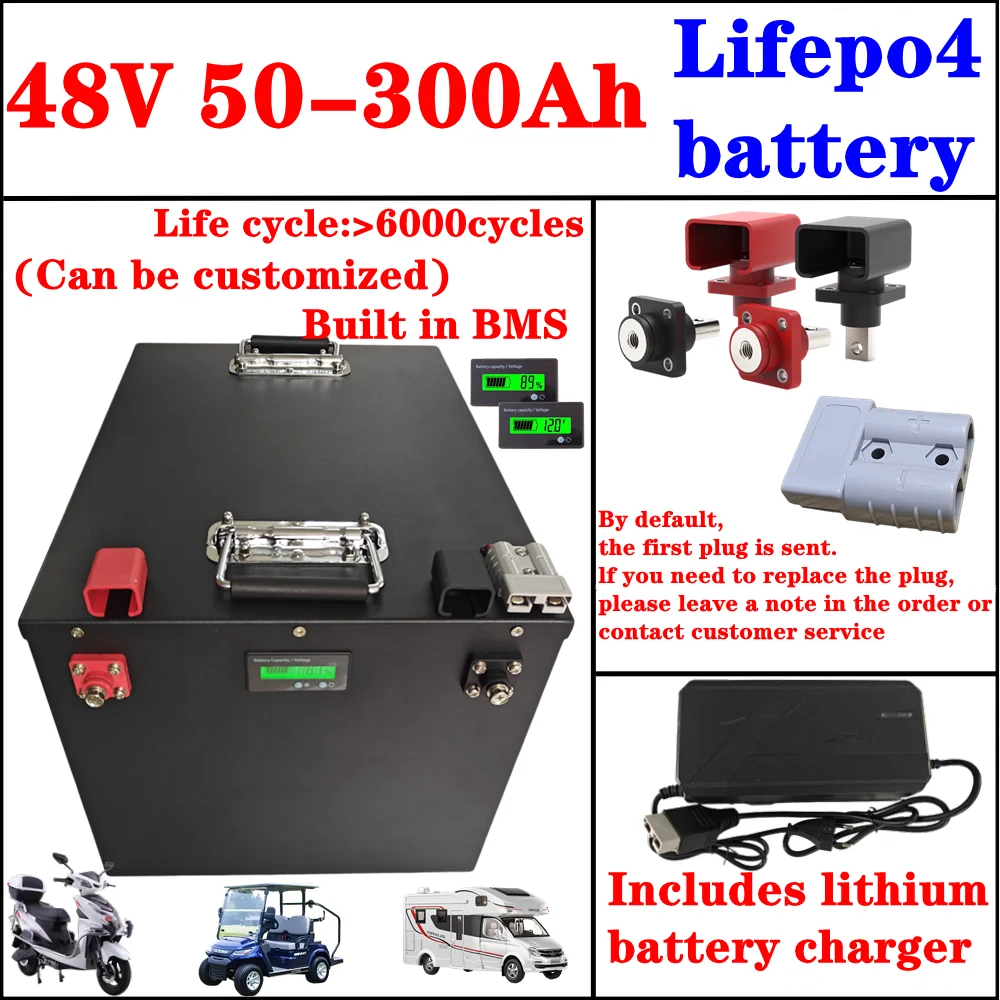 48v Battery Lifepo4 Battery 50Ah 70Ah 90Ah 100Ah 150Ah 180Ah 200Ah 300Ah for 5KW Solar Photovoltaic System Tricycle EV