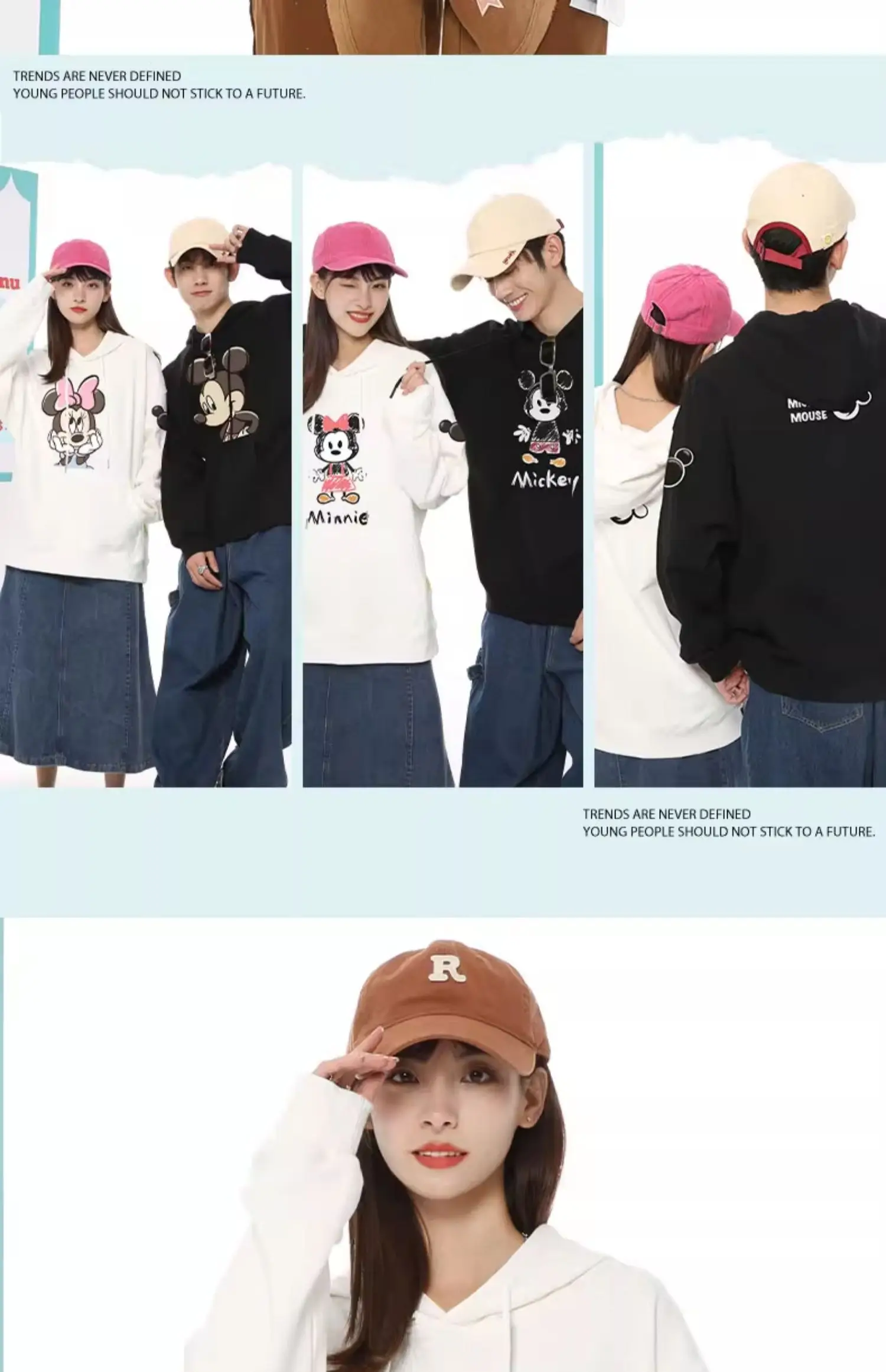 Lovers Cartoon Disney Mickey Minnie hoodie Sweater adult Men and women Autumn/Winter Couple Clothing 2024 New Coat Trend