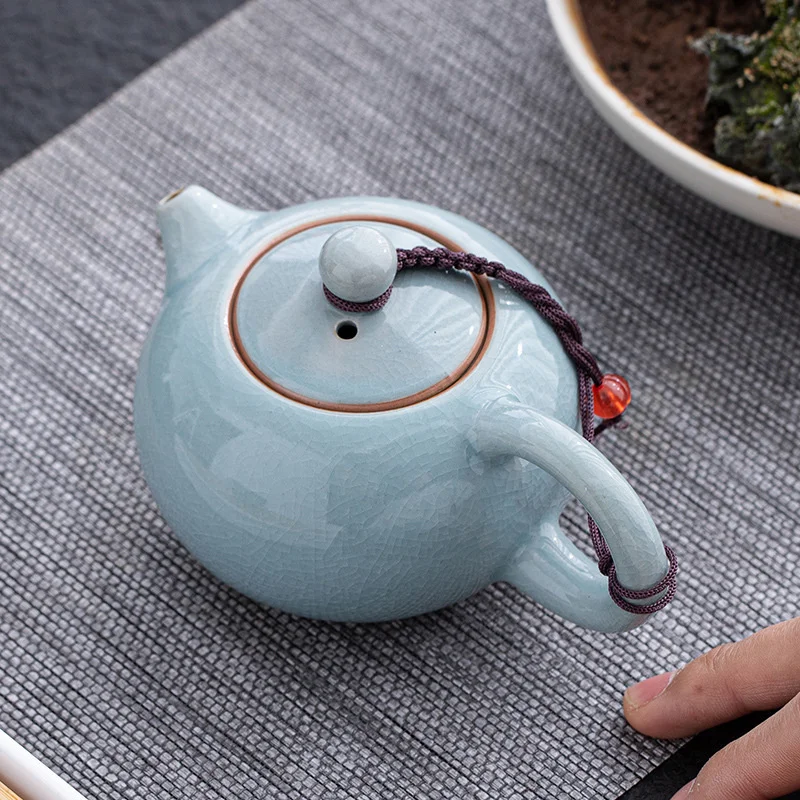 200ml Boutique Ge Kiln Gracked Glaze Ceramics Xishi Teapot Handmade Household Chinese Kung Fu Tea Set Accessories Drinkware Gift