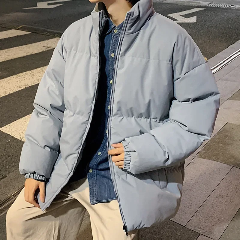 Harajuku Bread Parkas masculino, casacos de algodão grosso quente, jaqueta casual de inverno extragrande, streetwear masculino, casaco de gola, Parkas masculino